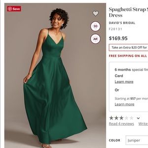 David’s bridal Spaghetti Strap Satin A-Line Dress